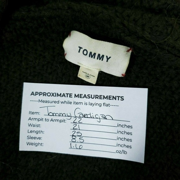 Tommy Hilfiger Cardigan Medium Chunky Green Alpaca Wool Short Sleeves Sweater - Picture 7 of 8